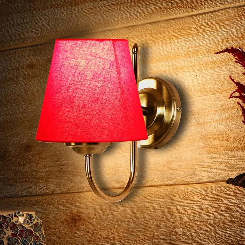 Altura Conical Fabric & Metal Wall Lamp - Red media 1