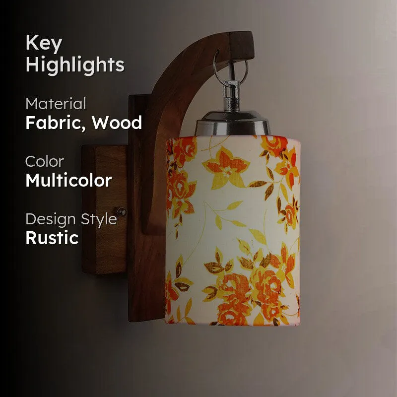 Forma Ibis Flora Cylindrical Fabric & Wooden Wall Lamp media 2