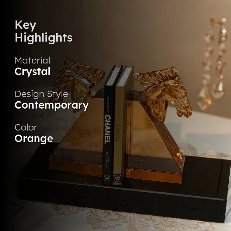 Horse Shaped Crystal Book End - Orange media 2