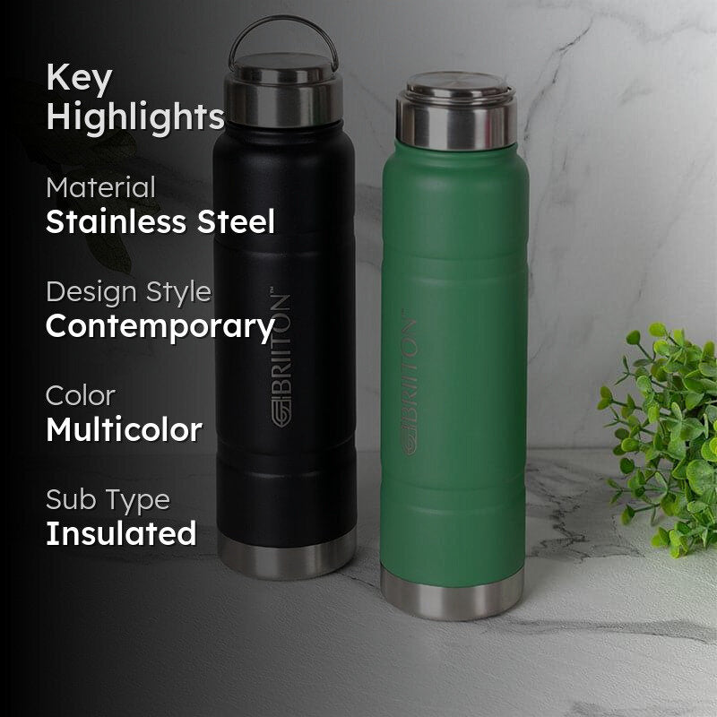 Velno Hot & Cold Thermos Water Bottle (Green & Black, 750 mL Each) - Set Of Two media 2