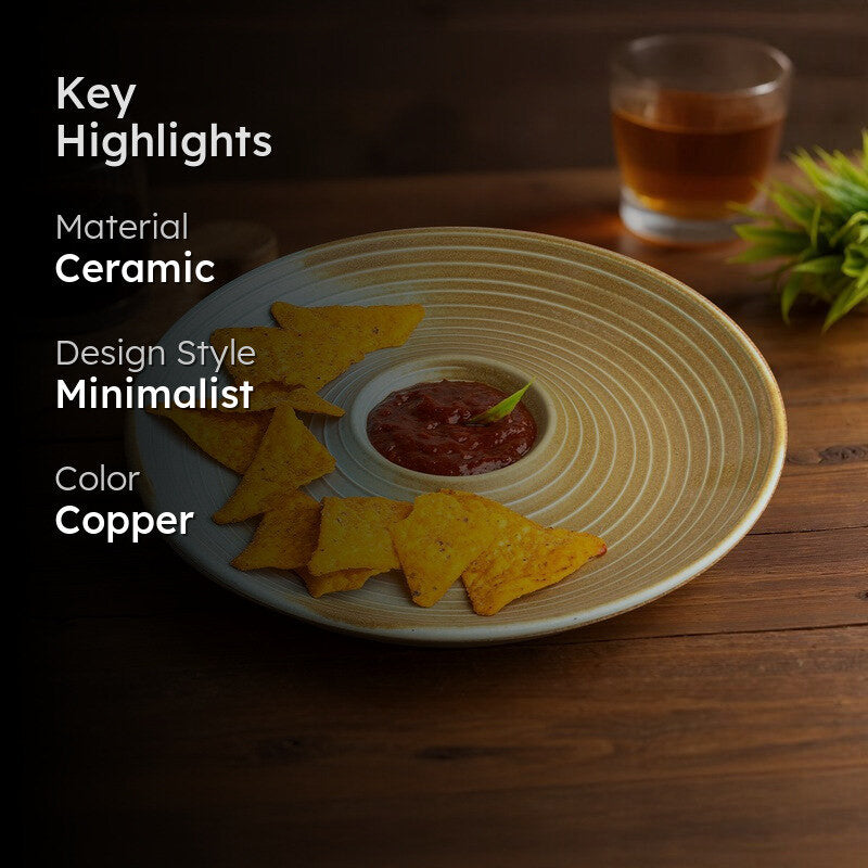 Sun Crest Ceramic Chip n Dip Platter - Copper media 2