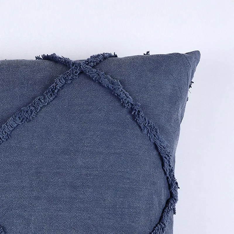 Anuket Tufted Cotton Cushion Cover (Navy Blue) - Set Of Two media 4