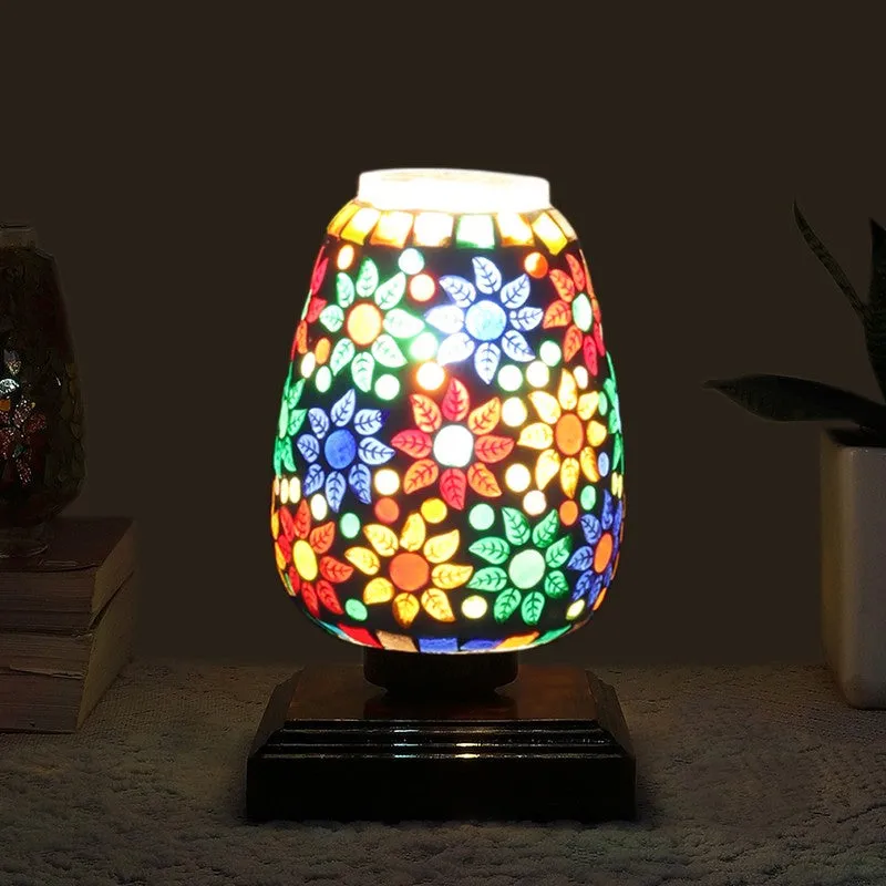 Levana Glass Table Lamp With Wooden Base - Multicolor media 1
