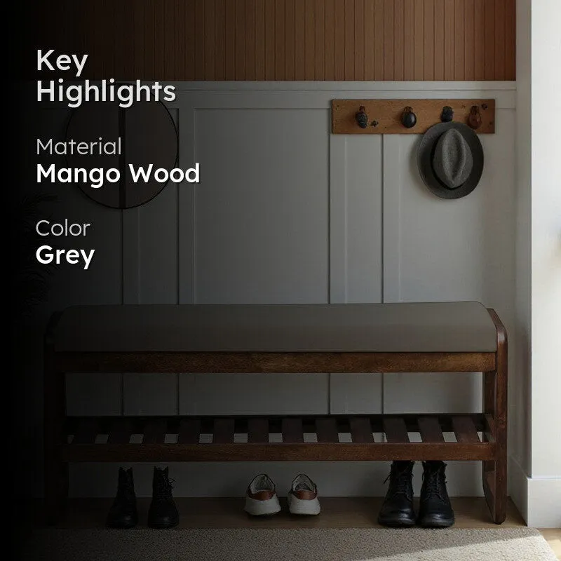 Tread Mango Wood Shoe Rack - Grey media 2