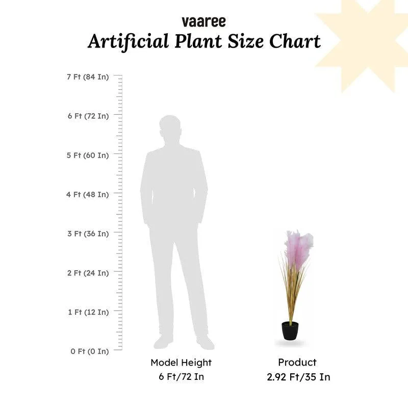 Faux Baby Pink Grass With Black Plastic Pot - 2.95 ft media 6