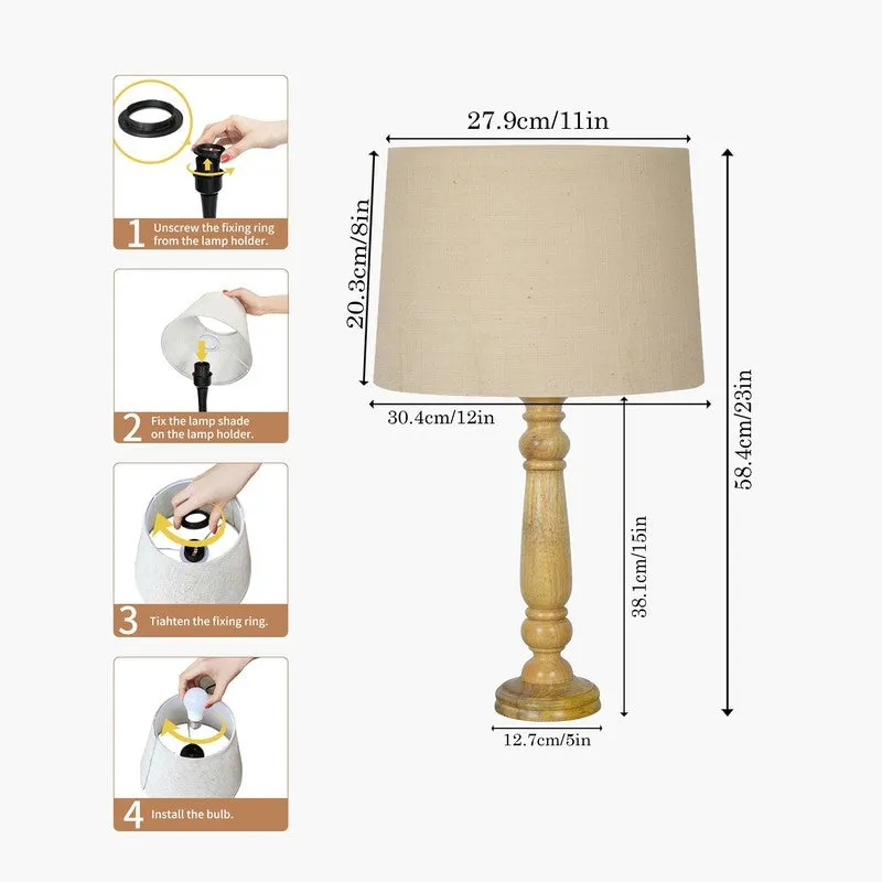 TranquilGlow Relaxing Wooden Table Lamp - Beige media 7
