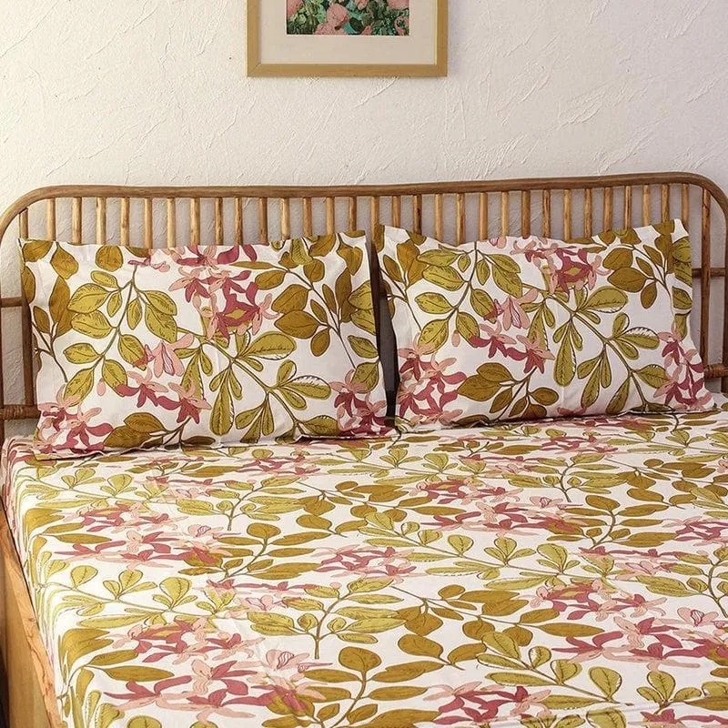 Moringa Cotton Bedsheet (Pink) - 180 TC media 1