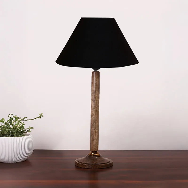Glow Mesa Table Lamp With Wooden Base - Black,Brown media 3