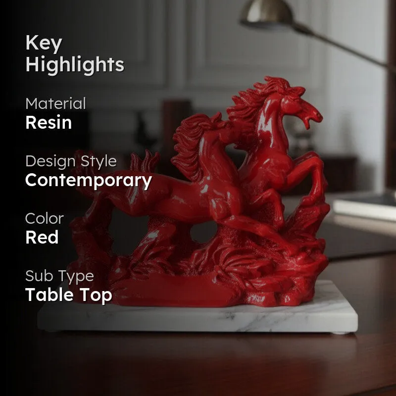 Running Horses Resin Showpiece - Red media 2
