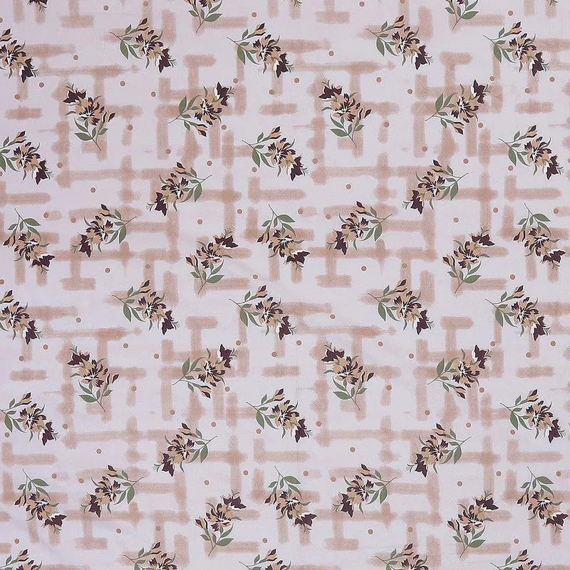 Monte Carlo Bloom Bliss Cotton Bedsheet (Peach,Beige) - 104 TC media 7