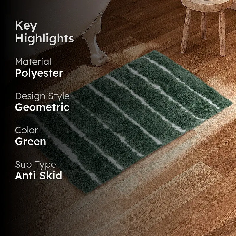 Nautica Riviera Lines Striped Anti-Skid Bath Mat - Sage Green media 2