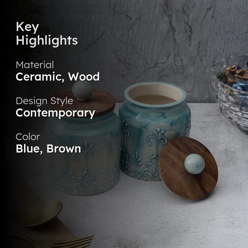 Madera Ceramic Jar (500 mL Each) - Set Of Two media 2
