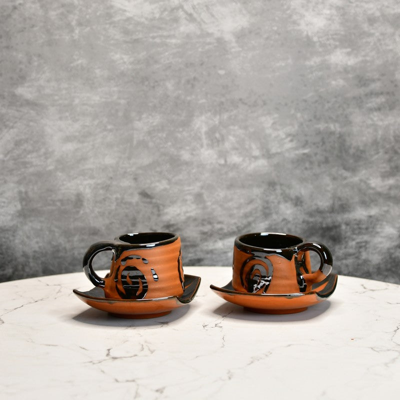 Earthenware Terracotta Tea Cup (220 mL Each) - Set Of Two