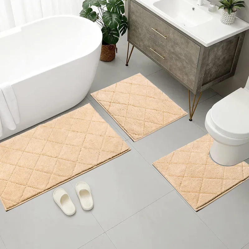 Saral Home Affaire Anti-Skid Bathmat (Beige) - Set Of Three media 1