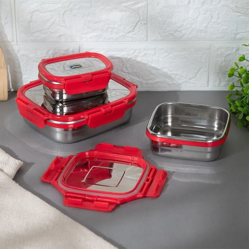 Savory Sam Red Lunch Box (550/300/150 mL) - Set of Three media 1
