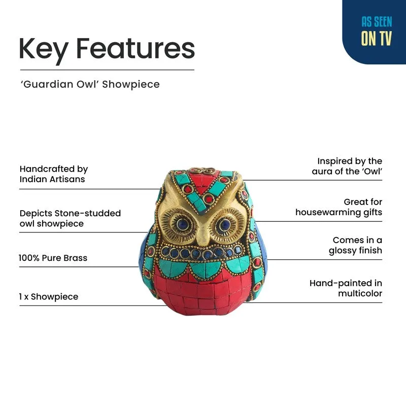 Guardian Owl Brass Showpiece media 5