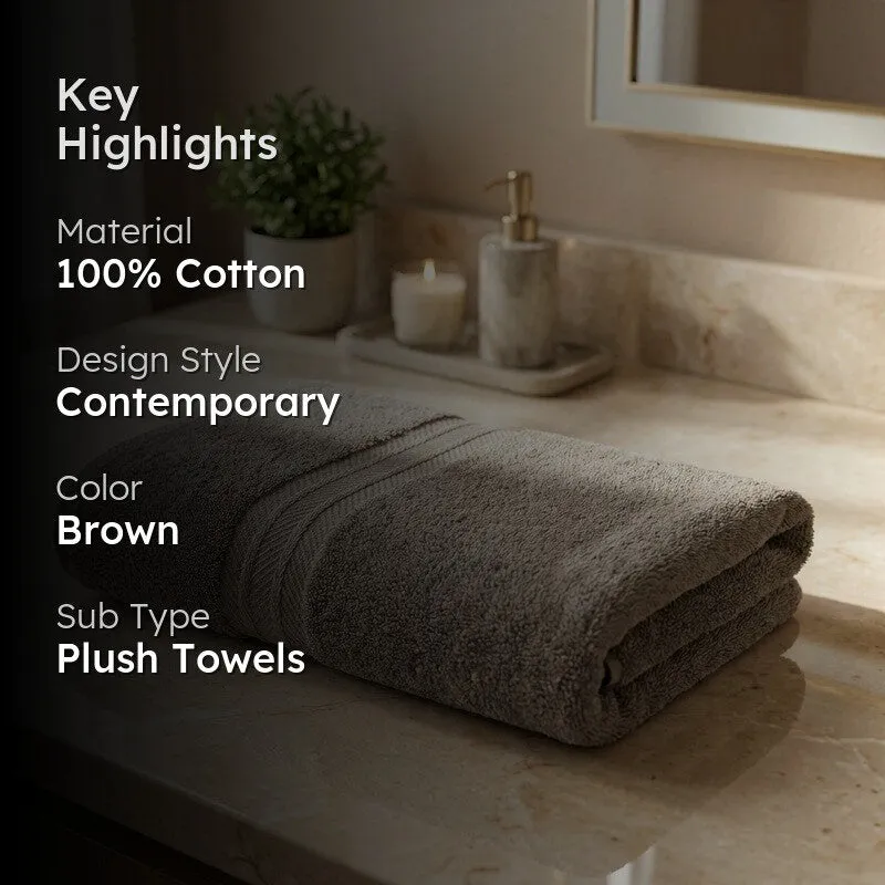 PlushAura Cotton Bath Towel (Brown) media 2