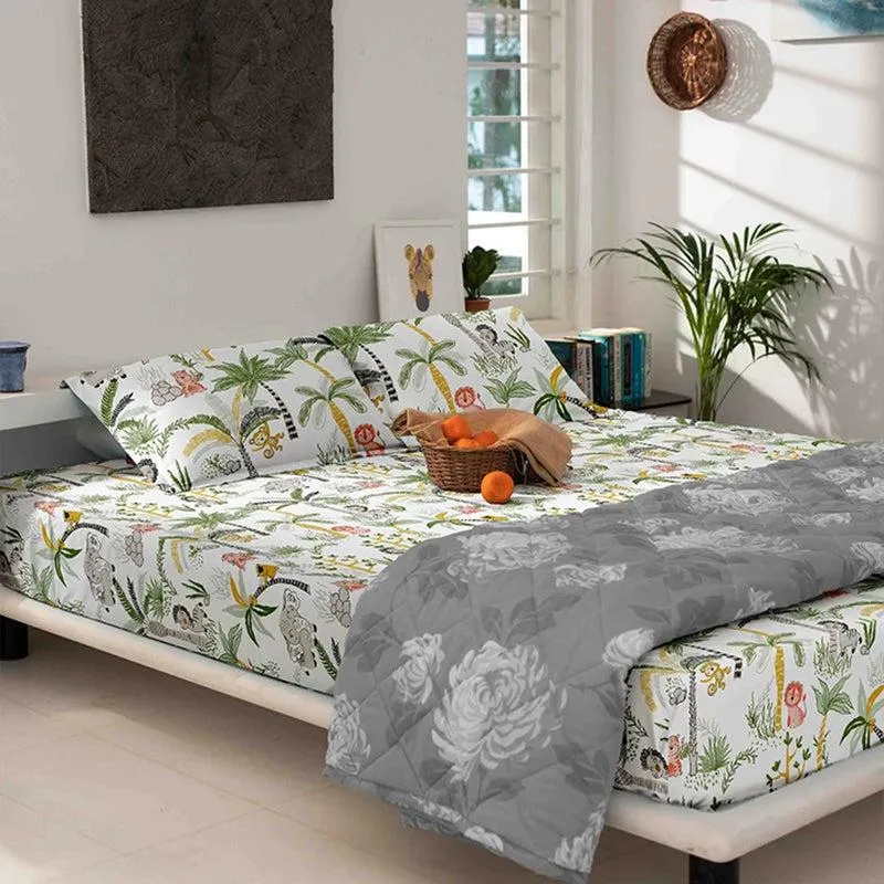 Jolly Jungle Kids Printed Cotton Bedsheet - 300 TC media 3