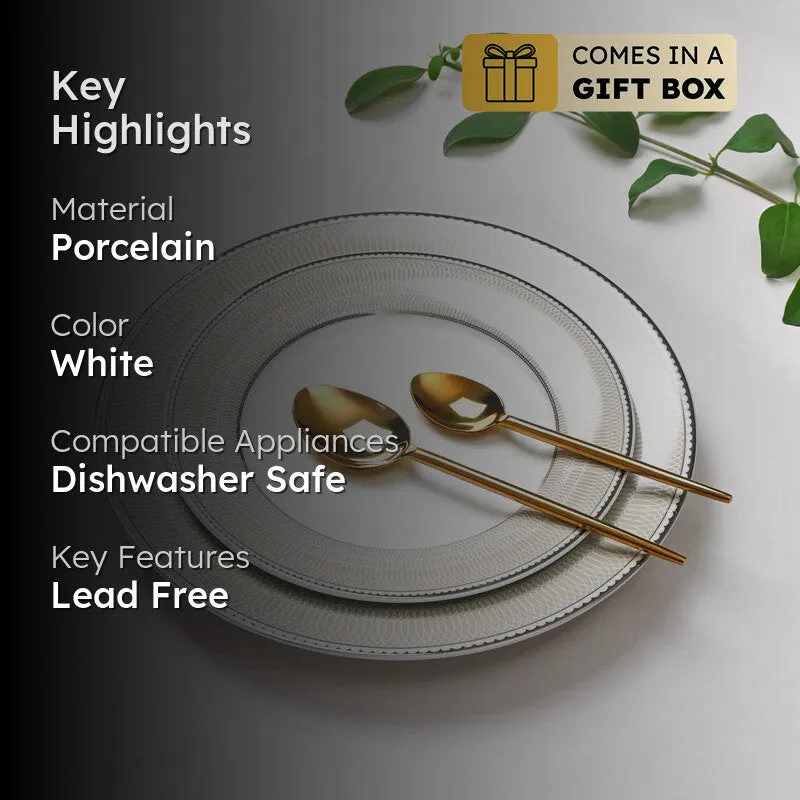 Shine Platine 24k Gold Brushed Porcelain Dinner Set - 33 Piece Set media 2