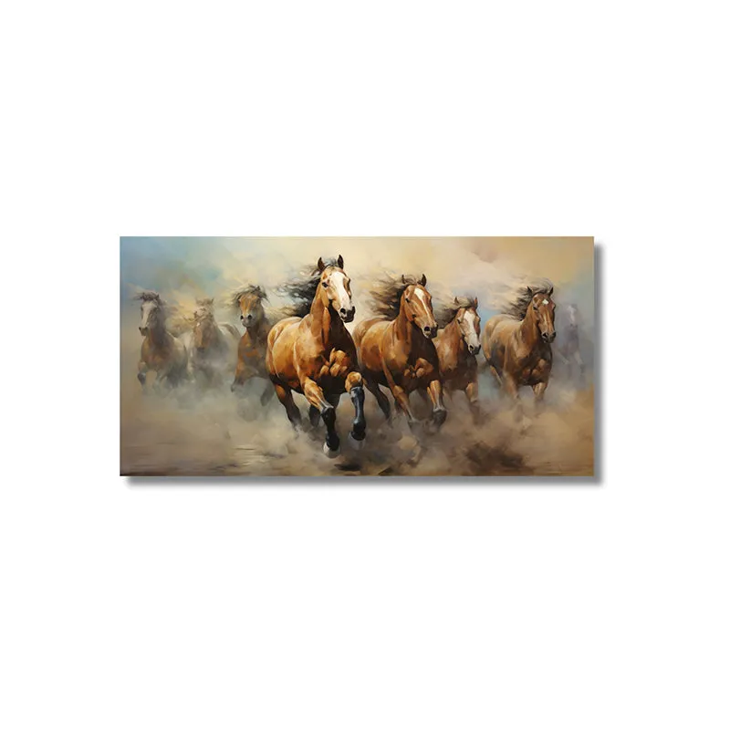 Stallions In Mist Canvas Wall Painting media 3