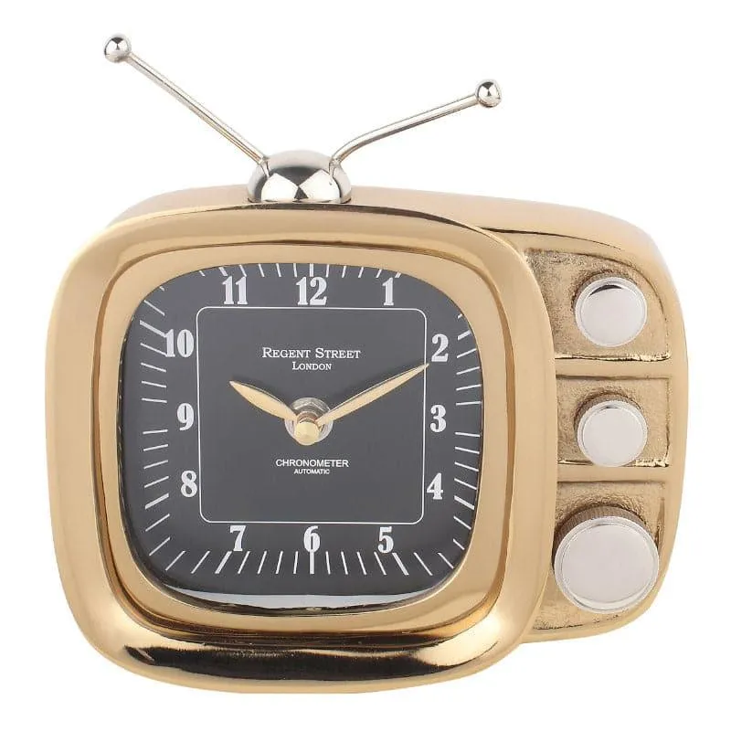 Dura Vintage TV Table Clock - Gold media 4