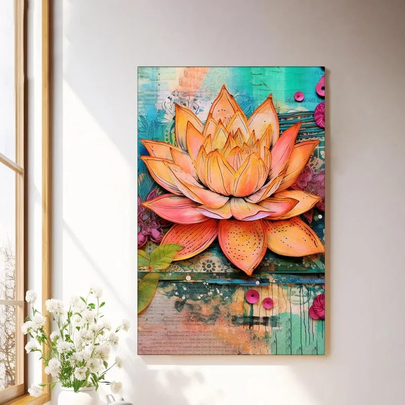 Sunset Lotus Wall Art Without Frame media 2