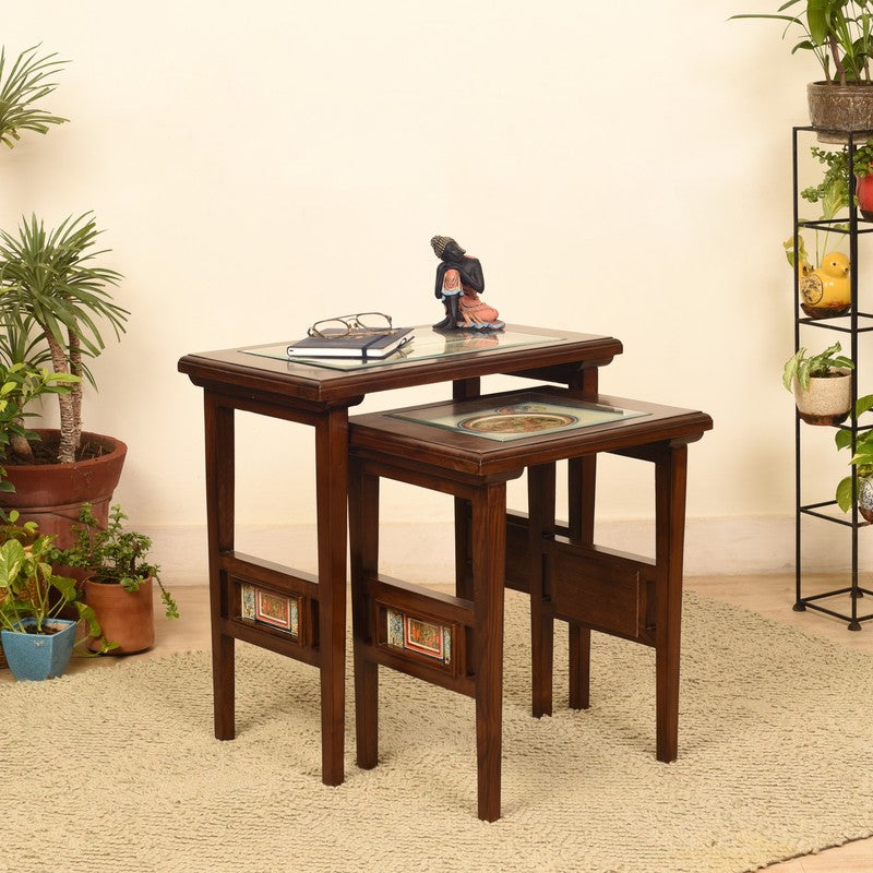 Mimo II Teak Wood Nesting Stools - Set of Two