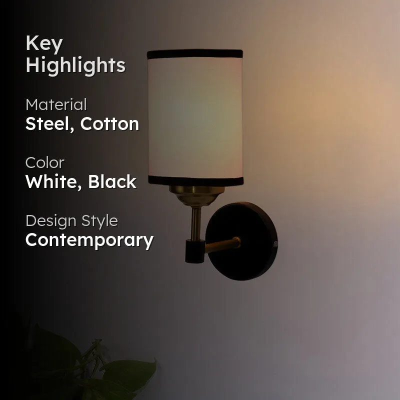Sienna Sleek Edge Steel & Cotton Wall Lamp - White media 2