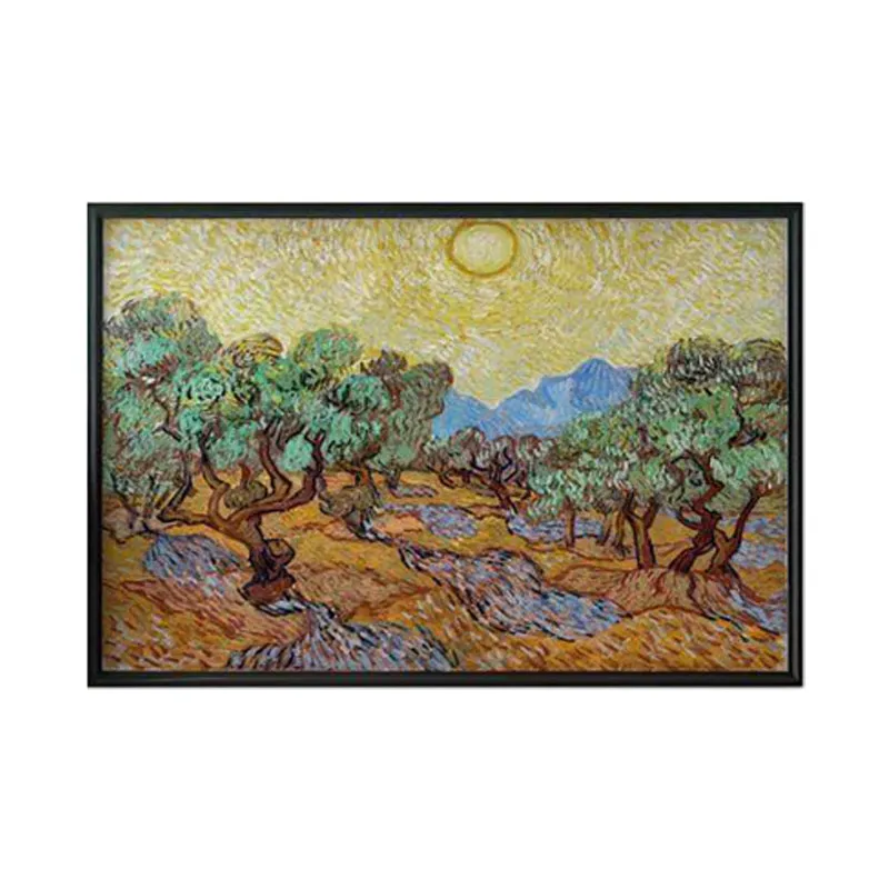 Olive Trees With Yellow Sky & Sun By Vincent Van Gogh - Black Frame media 6