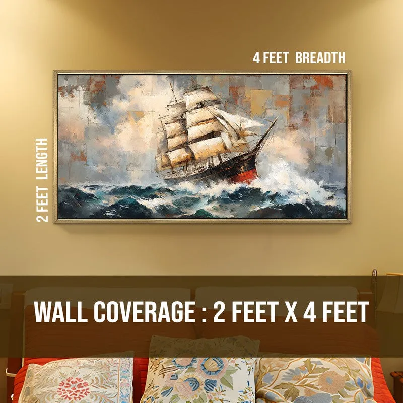 Rolling Waves Canvas Wall Painting With Frame media 8
