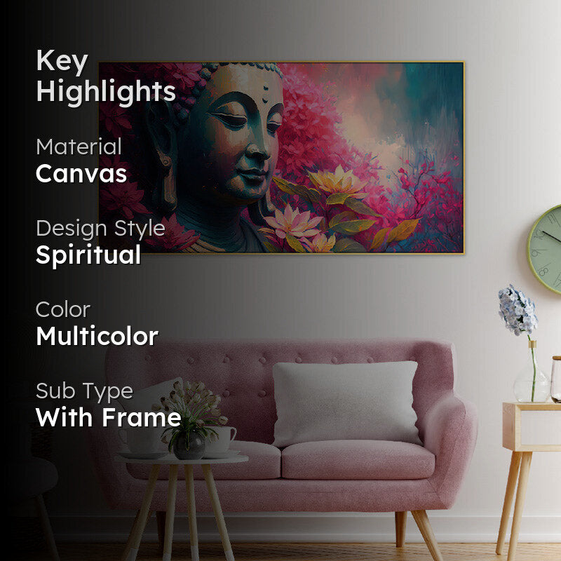 Sacred Meditating Buddha In Garden Canvas Wall Painting media 2