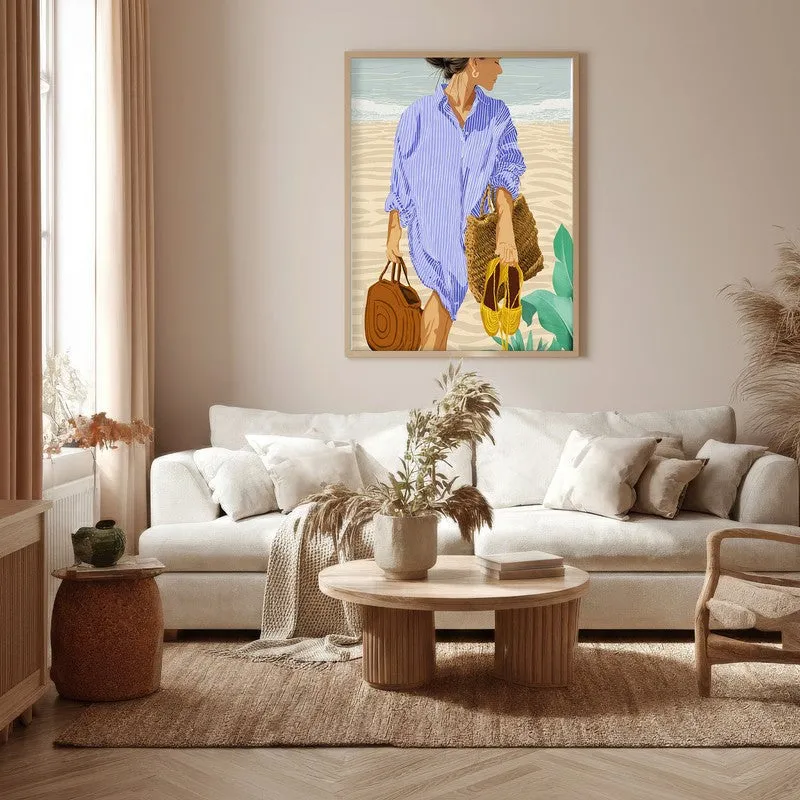 Caleya Travel Illustration Canvas Wall Painting With Brown Frame media 5