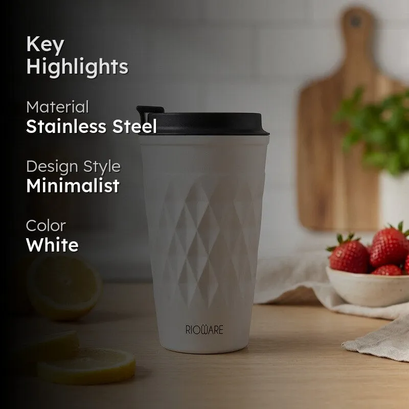 Rioware FacetSip Travel Stainless Steel Tumbler (350 ML) - White media 2