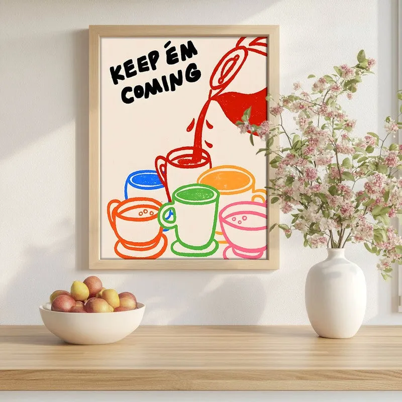 Keep'em coming Archival Canvas Wall Art - Brown media 1