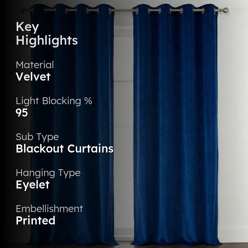 Pure Edge Blackout Curtains (Blue) - Set of Two media 2