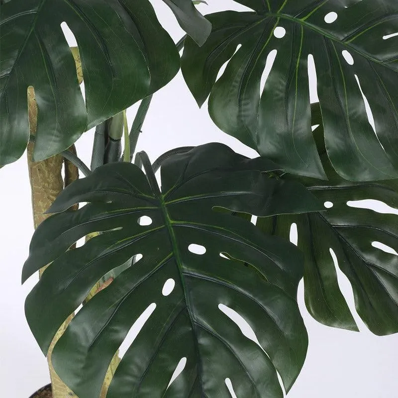 Faux Realtouch Green Monstera Tree With Black Plastic Pot - 3.9 Feet media 5