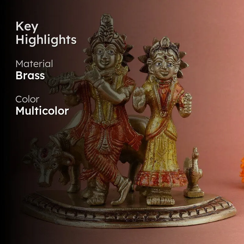Radha Krishna Brass Idol Set media 2