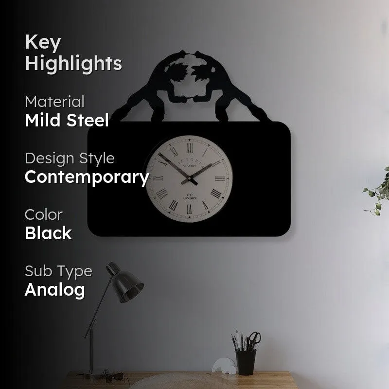 Beatwave Steel Analog Wall Clock - Black media 2