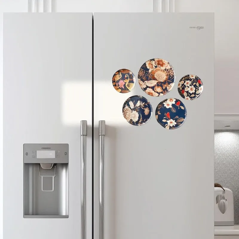 Abstract Art Round Metal Fridge Magnet - Set Of Five media 6