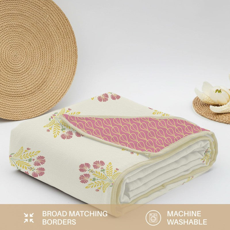 Urban Space Bloomscape Reversible Dohar - Pink & Yellow media 7