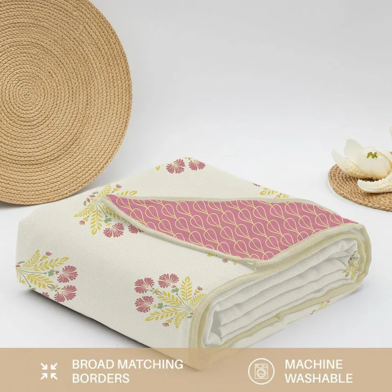 Urban Space Bloomscape Reversible Dohar - Pink & Yellow media 7