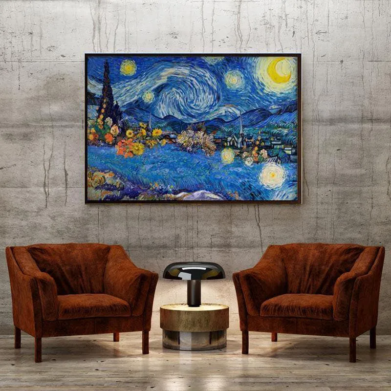 Starry Night Remix By Vincent Van Gogh - Black Frame media 4