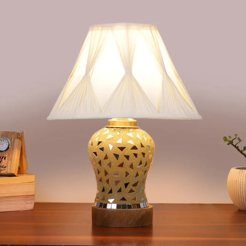 Liora Smocked Wooden Table Lamp - Multicolor media 2