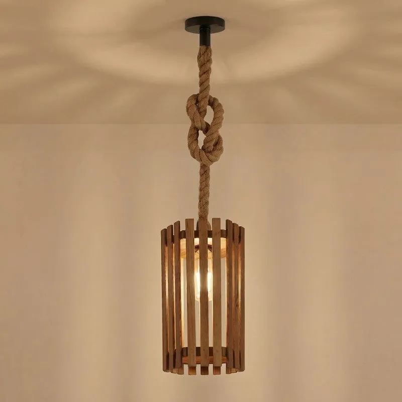 CageLite Wooden Ceiling Lamp - Beige media 5