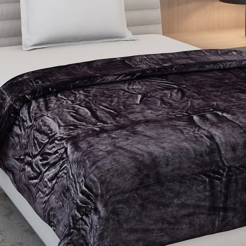 Monte Carlo Luxora Solid Polyester Blanket (Dark Brown) - 300 GSM media 5