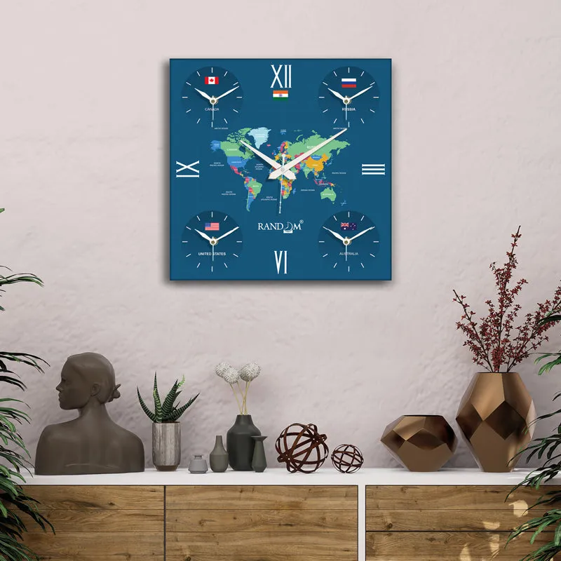 World Time Zone Wall Clock - Dark Blue media 1