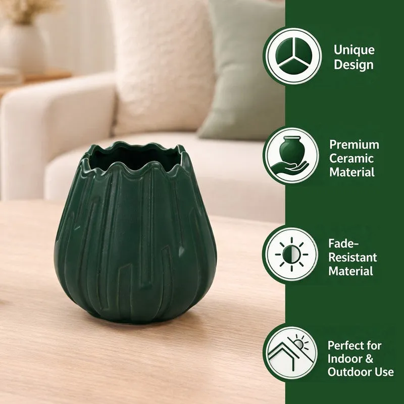 Quirky Pottery Vase - Green media 4