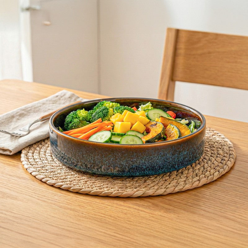 Whimsi Ceramic Salad Bowl (600 mL,Blue) - Set Of Two media 3