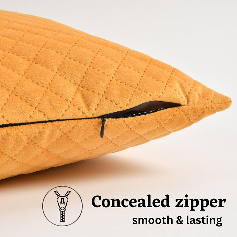 Orson Quilted Velvet Cushion Cover (Yellow) - Set Of Five media 3