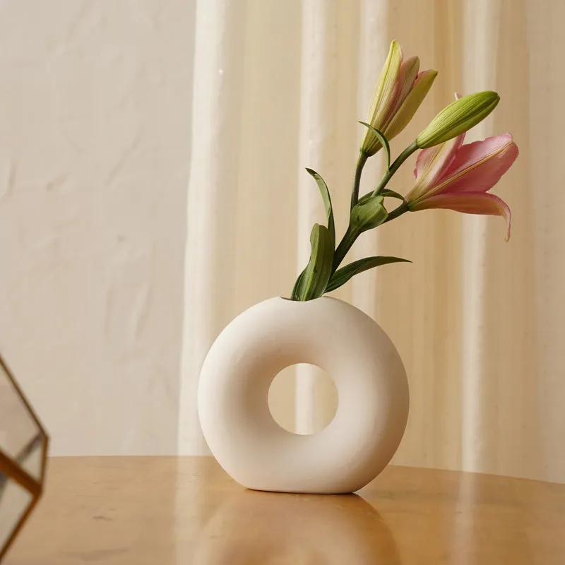 Kinta Ceramic Donut Vase - Set Of Two media 5